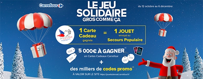 Bon d’achat et e-cartes cadeau à gagner avec le jeu Solidaire de Carrefour