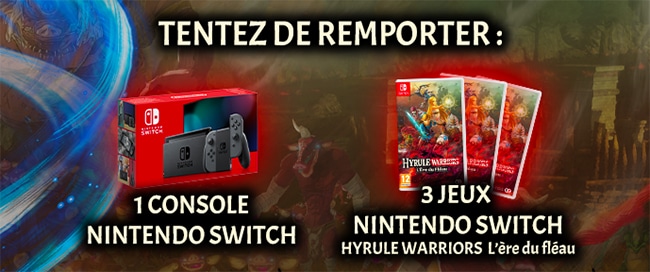 Nintendo Switch et jeu Hyrule Warrior à gagner