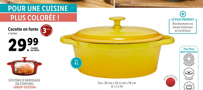 Cocotte en fonte Ernesto à petit prix chez Lidl