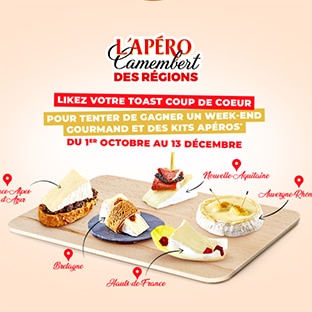 Jeu L'Apéro Camembert des régions Président : kit apéritif et week-end à gagner