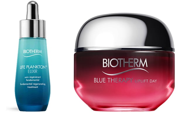 échantillons Life Plankton Elixir et Blue Therapy Red Algae Uplift by Biotherm