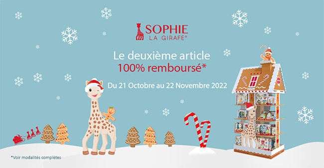 Obtenez un jouet Sophie la Girafe 100% remboursé pour 2 produits achetés