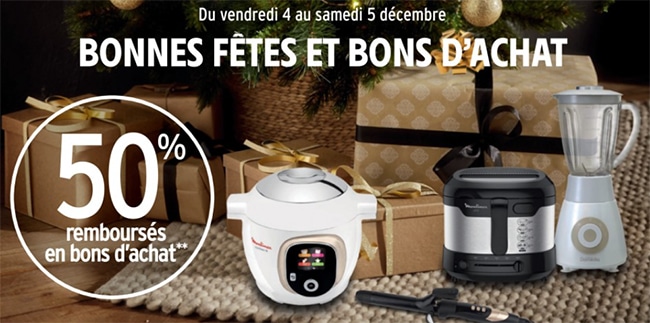 Dès 35€ dépensé au rayon petit électroménager, recevez 50% remboursé en bons d’achat