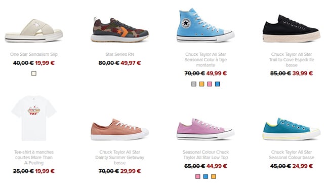 réduction supplémentaire sur les vêtements Converse soldés