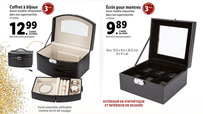 Coffret / présentoir / Boîtes à montres Lidl à petit prix