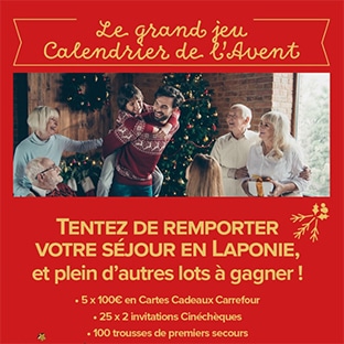 Jeu Calendrier de l'Avent Carrefour : cadeaux à gagner