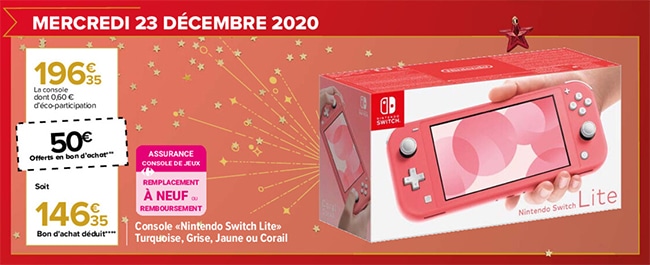 promo Carrefour : Bon offert sur la Nintendo Switch Lite