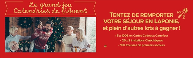 Séjour en Laponie, cartes cadeaux de 100€ et autres cadeaux à gagner avec Carrefour Voyage