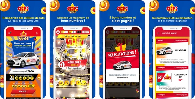 Jeu de loterie sur l'application Gifi Vip