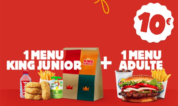 Burger King Mercredeal Famille : Menus adulte + enfant à 10€
