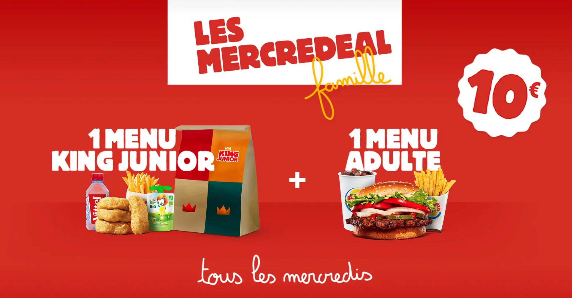 Burger King Mercredeal Famille Menus adulte + enfant à 10€