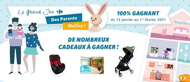 Tentez de gagner un cadeau avec le jeu des Parents Malins de Carrefour