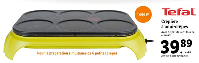 Crêpière à mini-crêpes à petit prix : Crep’Party Tefal chez Lidl