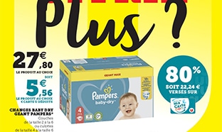 Promo couches Pampers – Super U / Hyper U : 80% de remise fid