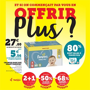 Promo couches Pampers – Super U / Hyper U : 80% de remise fid