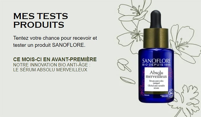 Testez gratuitement le sérum Absolu Merveilleux by Sanoflore