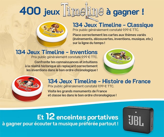 Remportez un jeu Timeline ou une enceinte JBL avec Bordas