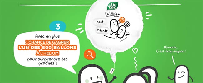 ballon à l’hélium à gagner avec votre boîte Tic-Tac Gentle Messages