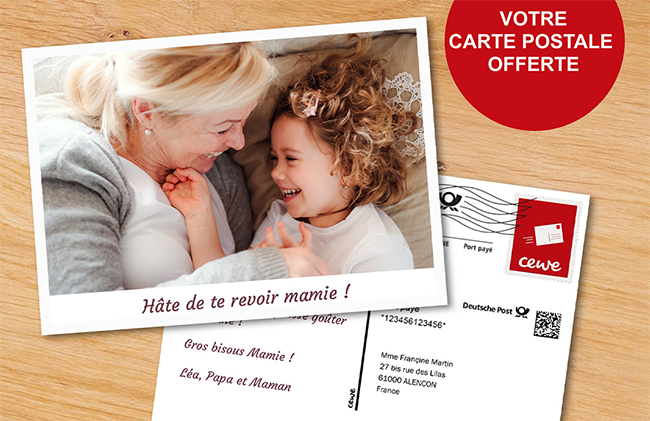 Envoyez gratuitement une carte postale personnalisé Cewe 