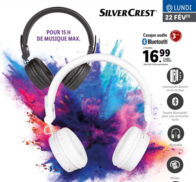 Casque audio bluetooth SilverCrest à petit prix chez Lidl