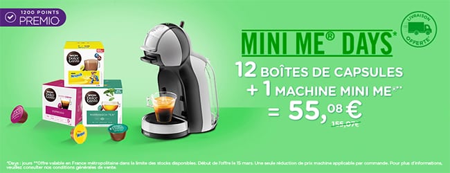 boîtes de capsules achetées = machine Dolce Gusto gratuite