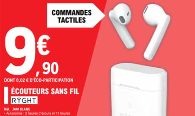 Promo Leclerc : Écouteurs sans fil Ryght pas chers à 9,90€