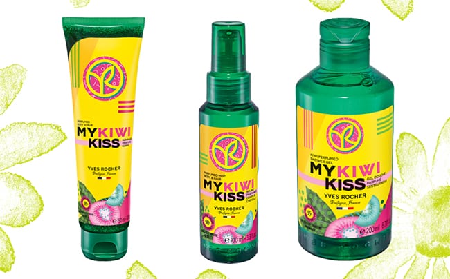 Tentez de tester gratuitement le Gommage, la Brume et le Gel douche parfumés My Kiwi Kiss d’Yves Rocher