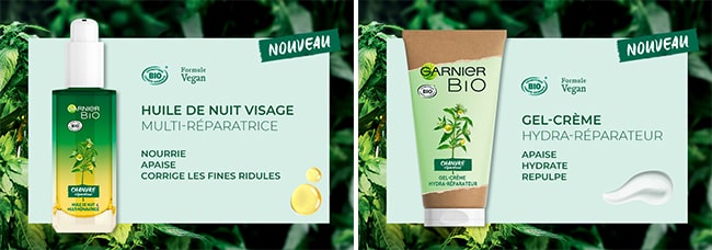 Gel crème et huile de nuit au Chanvre Bio Garnier à tester