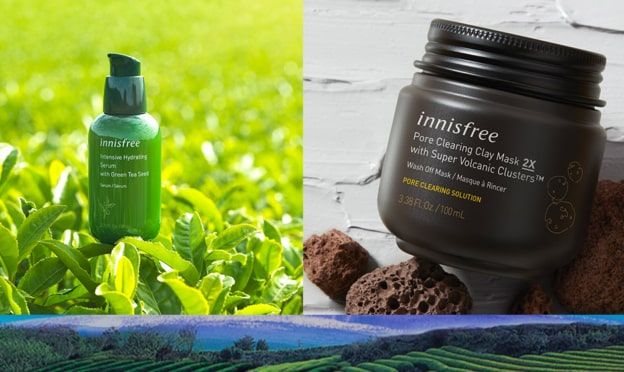 Test Innisfree : routines thé vert & roches volcanique