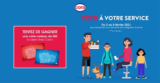 10 cartes cadeaux Cora offertes au travers du jeu "A votre Service"