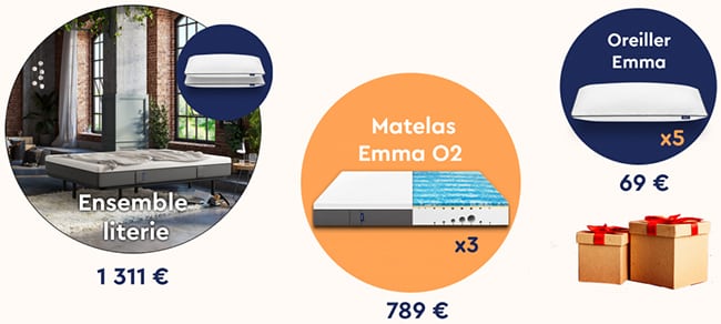 Les cadeaux à gagner au jeu Emma Matelas