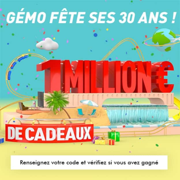 30 ans Gémo : Jeu à code avec 1 million d’€ de lots à gagner