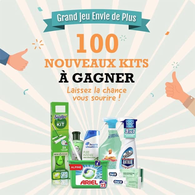 Jeu Envie de plus : 100 paniers Procter & Gamble à gagner