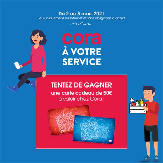 Jeu Cora A votre service : 10 cartes cadeaux de 50€ à gagner