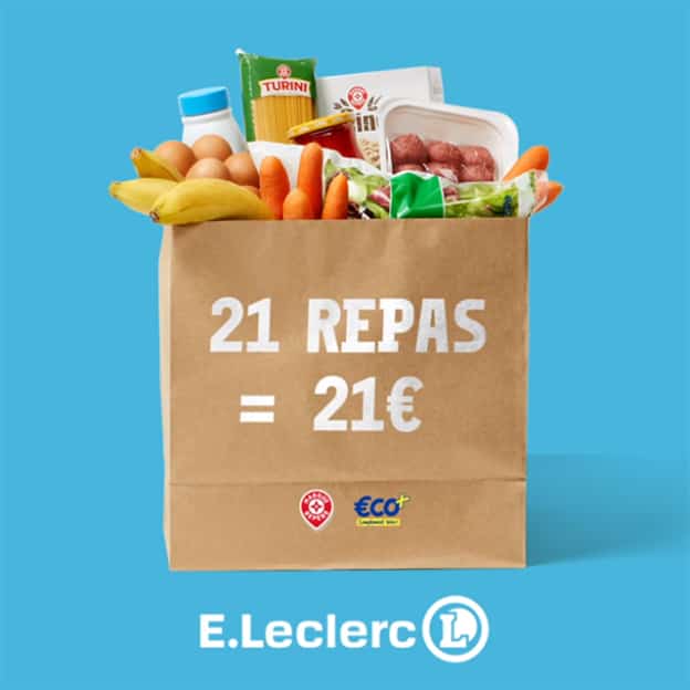 21 repas Leclerc pour 21 euros : paniers en magasin et Drive