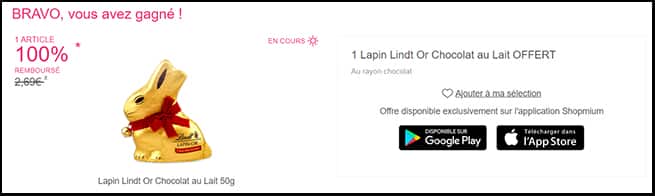 Obtenez le remboursement de votre Lapin en chocolat Lindt avec l'ODR Shopmium