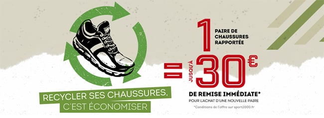 Obtenez une remise en rapportant vos vieilles chaussures chez Sport 2000