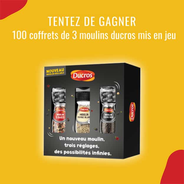 Jeu Ducros : 100 coffrets de 3 moulins à poivres à gagner