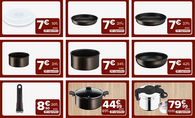 liste des poêles, casseroles, Wok et autres produits Tefal à collectionner