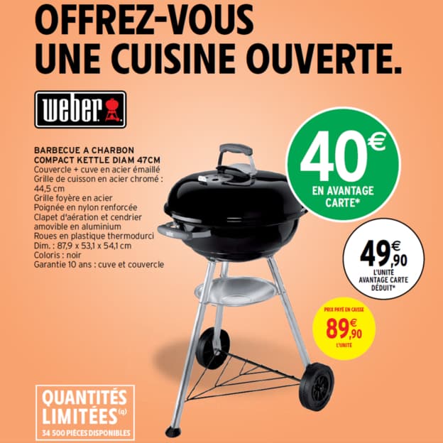 Intermarché : Barbecue Weber à 49,90€ (avantage carte déduit)