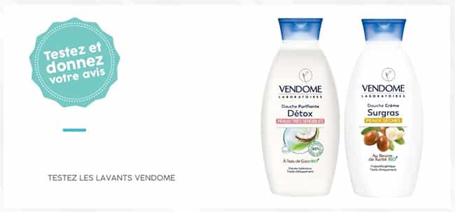 tester gratuitement une crème de douche et/ou un gel douche Vendome