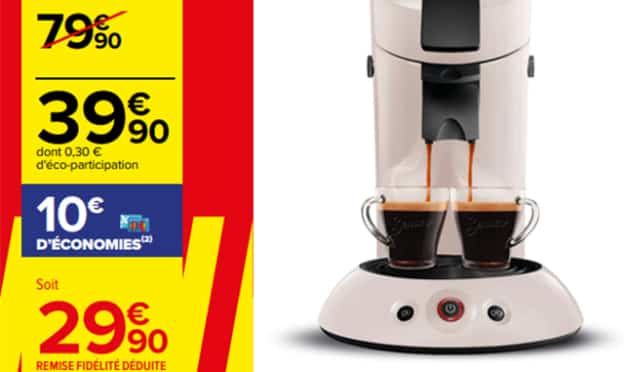 Carrefour : Machine à café Senseo moins chère (remises immédiate et fidélité)