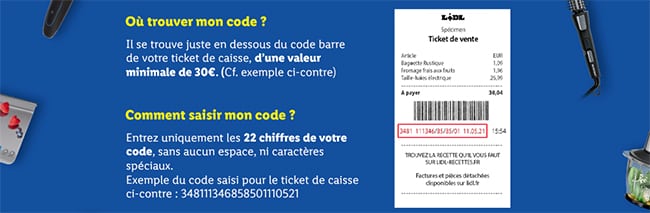 Code du ticket de caisse Lidl