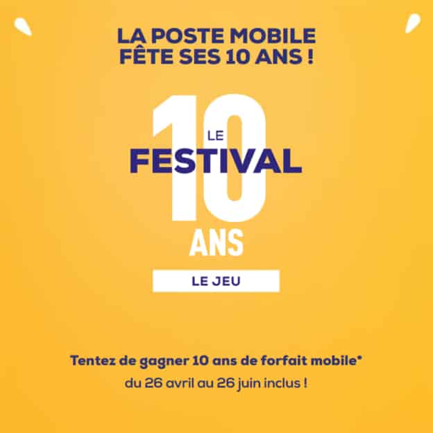 Jeu 10 ans La Poste Mobile : cadeaux à gagner