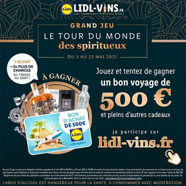 Lidl Vins : Jeu Foire Spiriteux bon voyage et lots à gagner