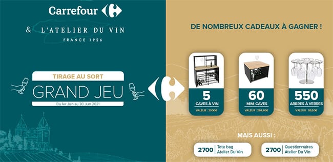 Remportez une cave à vin ou un lots ave le jeu L’Atelier du vin de Carrefour