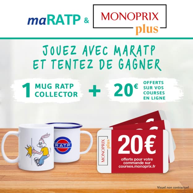 Jeu maRATP / mugs et bons Monoprix à gagner