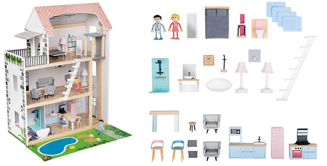 Maison de poupées en bois Playtive Junior + accessoires Lidl