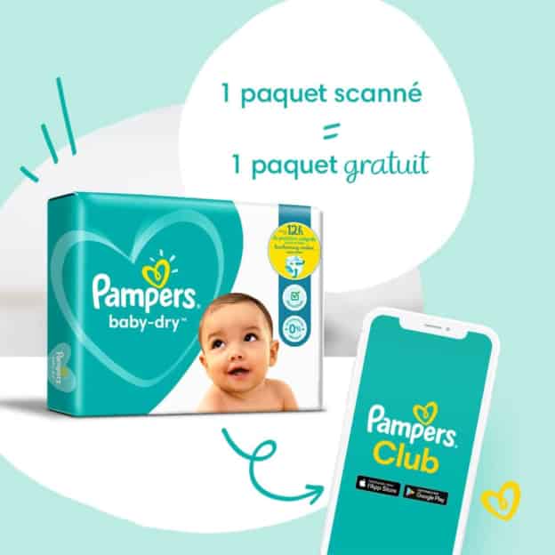 Appli Pampers Club : paquet de couches scanné = 1 gratuit