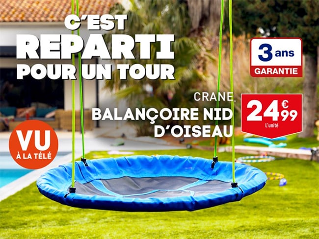 Siège de balançoire circulaire en toile à petit prix chez Aldi